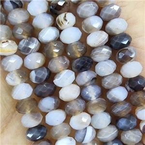 Gray Striped Agate Beads Faceted Rondelle, approx 5x8mm