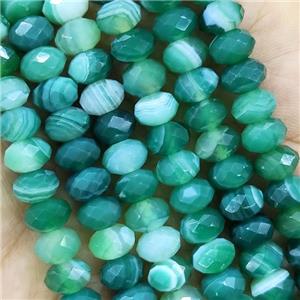 Green Striped Agate Beads Faceted Rondelle, approx 4x6mm