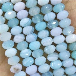 Teal Striped Agate Beads Faceted Rondelle, approx 4x6mm