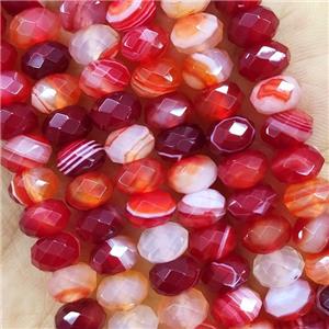 Red Striped Agate Beads Faceted Rondelle, approx 4x6mm