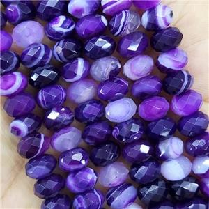Purple Striped Agate Beads Faceted Rondelle, approx 4x6mm