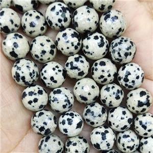 Black Dalmatian Jasper Beads Faceted Round, approx 6mm dia