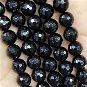 Black Onyx Agate Beads Faceted Round, approx 6mm dia