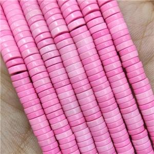 Hotpink Oxidative Agate Heishi Beads, approx 4mm