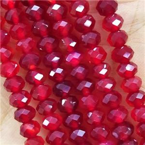 Red Carnelian Agate Beads Faceted Rondelle AA-Grade, approx 4x6mm