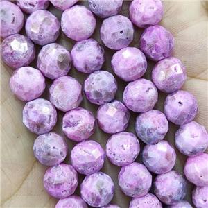 Pink Agate Druzy Geode Beads Faceted Round Electroplated, approx 8mm dia