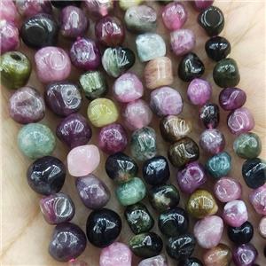 Natural Tourmaline Beads Freeform Multicolor, approx 7mm