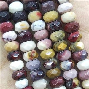 Multicolor Mookaite Beads Faceted Rondelle, approx 5x8mm
