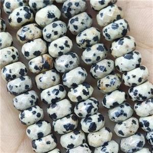 Black Dalmatian Jasper Beads Spotted Faceted Rondelle, approx 4x6mm