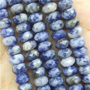 Blue Dalmatian Jasper Beads Spotted Faceted Rondelle, approx 4x6mm