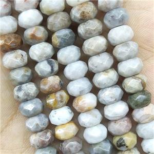 Natural Bamboo Agate Beads Faceted Rondelle, approx 5x8mm