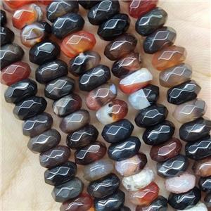 Fancy Agate Beads Faceted Rondelle, approx 5x8mm