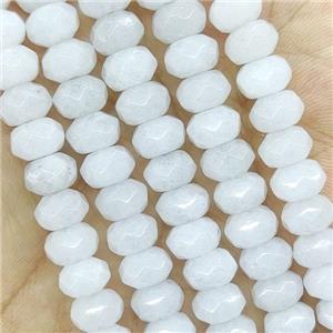 White Jade Beads Faceted Rondelle, approx 4x6mm