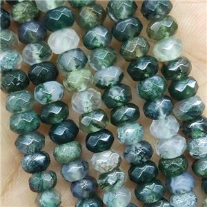 Greem Moss Agate Beads Faceted Rondelle, approx 5x8mm