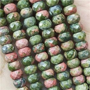 Unakite Beads Faceted Rondelle, approx 4x6mm