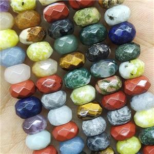 Mix Gemstone Beads Faceted Rondelle, approx 4x6mm