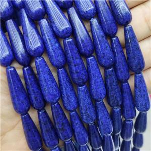 Blue Dye Lapis Lazuli Teardrop Beads, approx 10-30mm, 13pcs per st