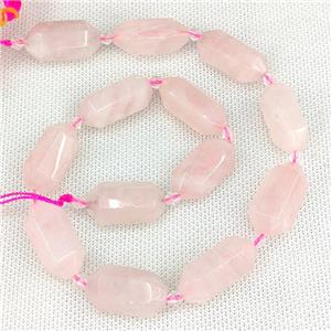 Pink Rose Quartz Prism Beads, approx 13-27mm, 12pcs per st