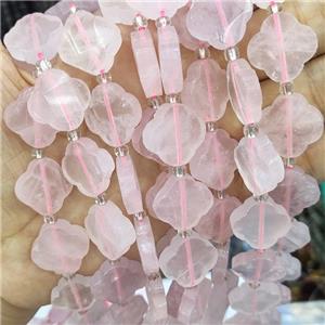 Pink Rose Quartz Clover Beads, approx 17mm, 19pcs per st