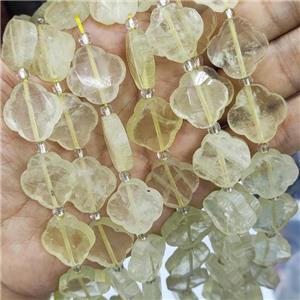Lemon Quartz Clover Beads, approx 17mm, 19pcs per st