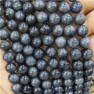 Black Labradorite Beads Blue Round Smooth AA-Grade, approx 7.5mm