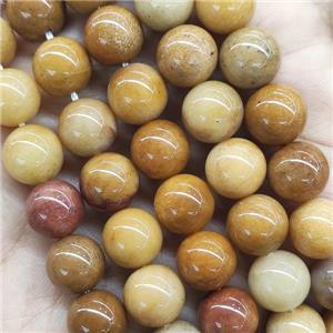 Natural Chinese Gold Jade Beads Smooth Round, approx 6mm