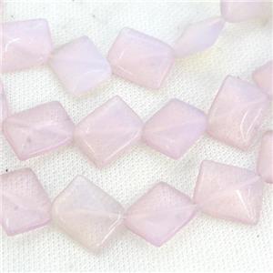 Pink Opalite Square Beads Corner-Drilled, approx 20mm