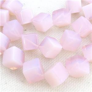 Pink Opalite Cube Beads Corner-Drilled, approx 8mm