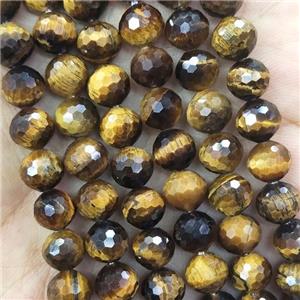 Tiger Eye Stone Beads Faceted Round, approx 6mm dia