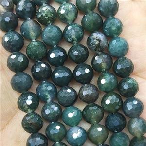 Moss Agate Beads Green Faceted Round, approx 6mm dia