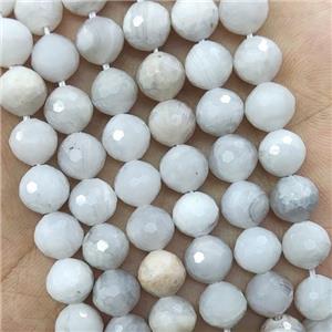 Natural White Crazy Agate Beads Faceted Round, approx 8mm dia
