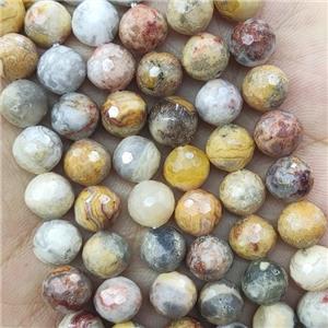 Natural Yellow Crazy Agate Beads Faceted Round, approx 8mm dia