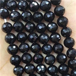 Black Onyx Agate Beads Faceted Round, approx 8mm dia