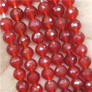Red Carnelian Agate Beads Faceted Round, approx 6mm dia