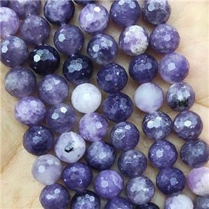 Purple Lepidolite Beads Faceted Round, approx 8mm dia