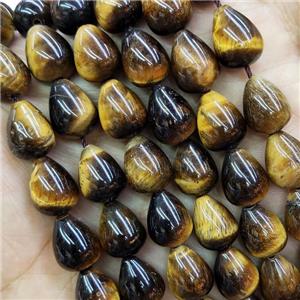 Natural Tiger Eye Stone Teardrop Beads, approx 10-13mm