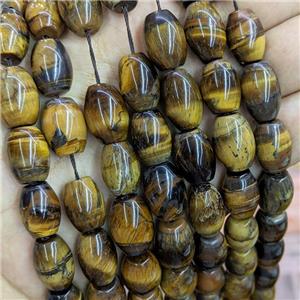Natural Tiger Eye Stone Barrel Beads, approx 12-16mm