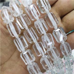 Clear Quartz Column Beads Faceted, approx 12-16mm