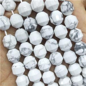 White Howlite Turquoise Prism Beads, approx 8mm