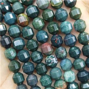 Green Bloodstone Prism Beads, approx 8mm
