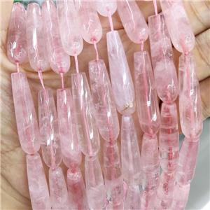 Natural Pink Rose Quartz Beads Faceted Teardrop, approx 10x40mm, 10pcs per st