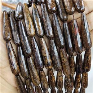 Bronzite Beads Faceted Teardrop, approx 10x30mm, 13pcs per st