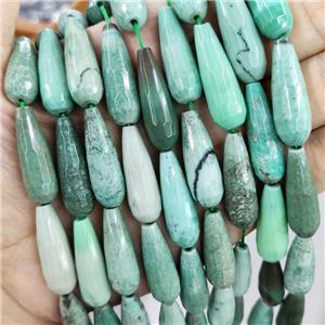 Green Grass Agate Beads Faceted Teardrop, approx 10x30mm, 13pcs per st