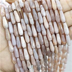 Peach Moonstone Beads Faceted Teardrop, approx 6x16mm, 25pcs per st