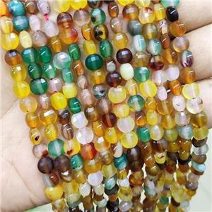 Natural Agate Beads Faceted Coin Yellow Dye, approx 6mm