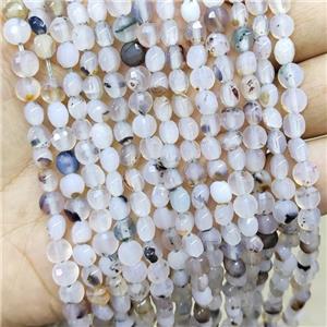 Heihua Agate Beads Faceted Coin White, approx 6mm