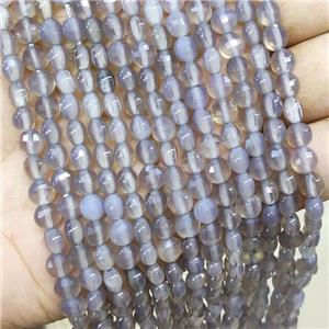 Natural Gray Agate Beads Faceted Coin, approx 6mm