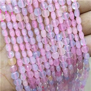 Pink Jade Beads Faceted Coin Dye, approx 6mm