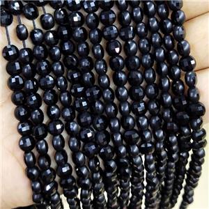 Black Jade Beads Faceted Coin Dye, approx 6mm