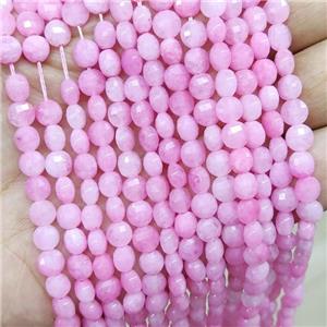 Pink Jade Beads Faceted Coin Dye, approx 6mm